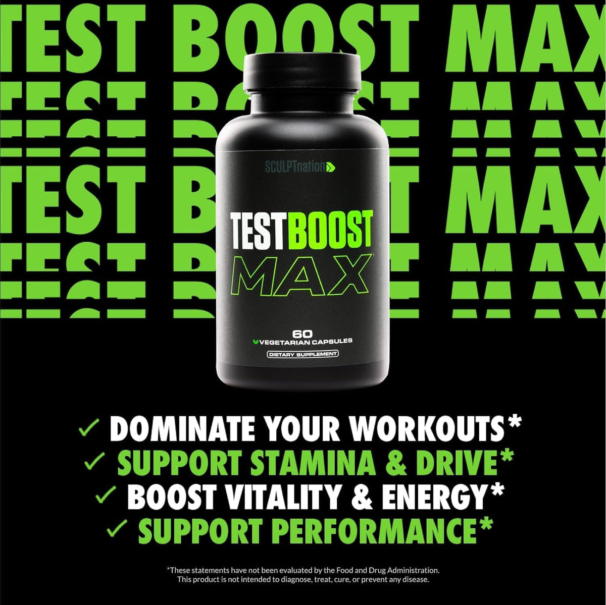 Sculpt Nation TestBoost Max‑Testosterone Supplement for Men‑Natural Energy & Stamina Capsules